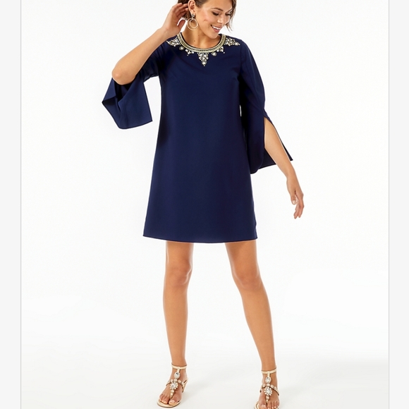 Lilly Pulitzer Dresses & Skirts - NWT Lilly Pulitzer Anastasia Beaded Navy Stretch Dress
